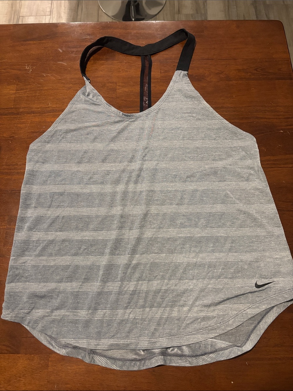 Nike Light Gray Striped Racerback Tank Top